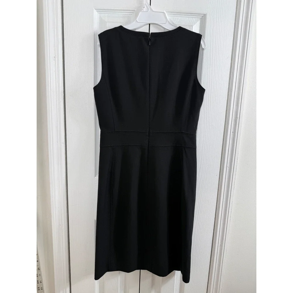 Tory Burch Sheath Dress Size 2 Black Gold Zip Minimalist Corporate Chic LBD